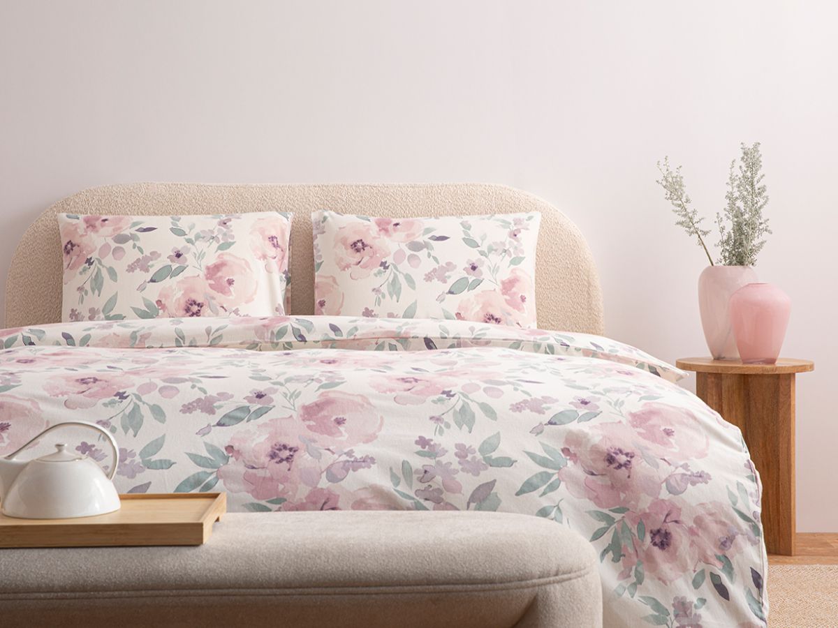 סט מצעי כותנה פלנל פלורה